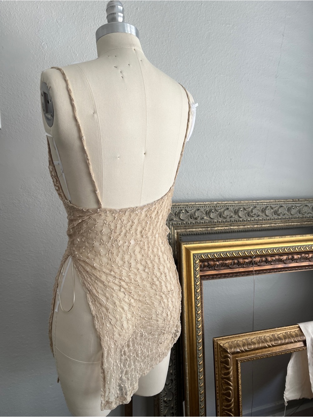 Pull and Bear Beige Sheer Asymmetric Top - Picture 3 of 3